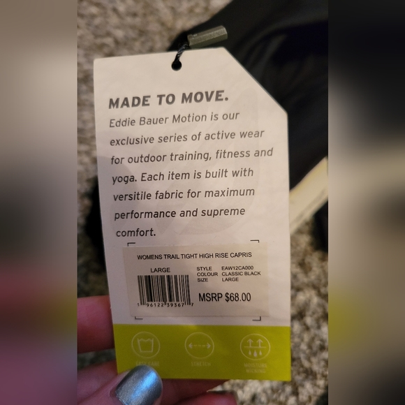 NWT-Women's Trail Tight High Rise Capris - Eddie Bauer size Large, Black - Picture 3 of 5